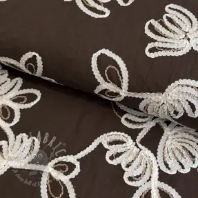 Cotton fabric EMBROIDERY Loom En Light brown