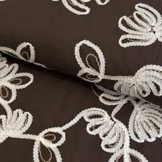 Cotton fabric EMBROIDERY Loom En Light brown