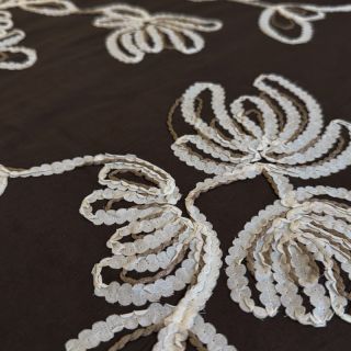 Cotton fabric EMBROIDERY Loom En Light brown