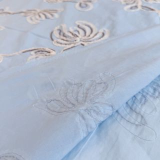 Cotton fabric EMBROIDERY Loom En Light baby blue
