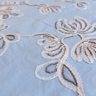 Cotton fabric EMBROIDERY Loom En Light baby blue