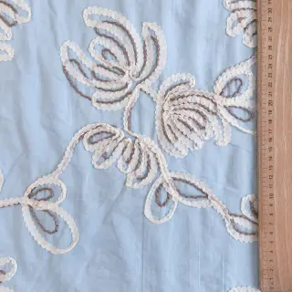 Cotton fabric EMBROIDERY Loom En Light baby blue