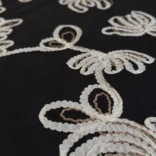 Cotton fabric EMBROIDERY Loom En Light black