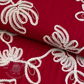 Cotton fabric EMBROIDERY Loom En Light red