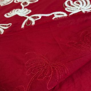 Cotton fabric EMBROIDERY Loom En Light red