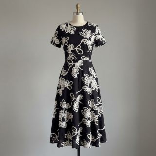 Cotton fabric EMBROIDERY Loom En Light black