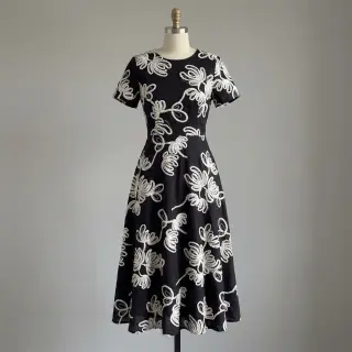 Cotton fabric EMBROIDERY Loom En Light black