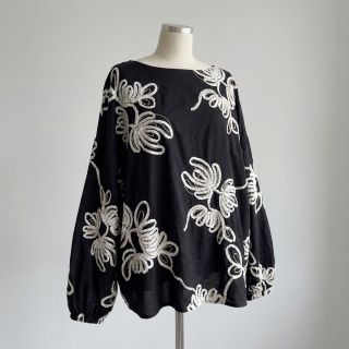 Cotton fabric EMBROIDERY Loom En Light black