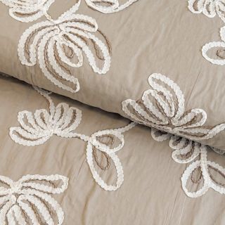 Cotton fabric EMBROIDERY Loom En Light natural