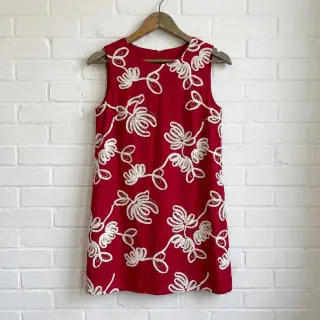 Cotton fabric EMBROIDERY Loom En Light red