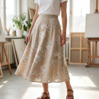 Cotton fabric EMBROIDERY Loom En Light natural