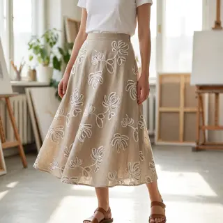 Cotton fabric EMBROIDERY Loom En Light natural
