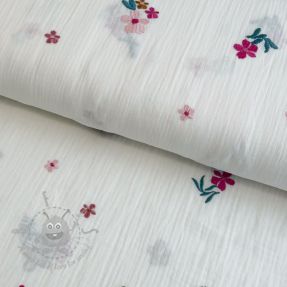 Double gauze/muslin EMBROIDERY Flowers MIA camel