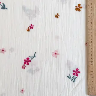 Double gauze/muslin EMBROIDERY Flowers MIA camel