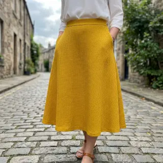Knit fabrics WAFFLE BIG KNIT ochre