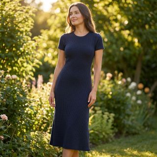 Knit fabrics WAFFLE BIG KNIT navy