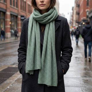 Knitted Angora honey ocean green