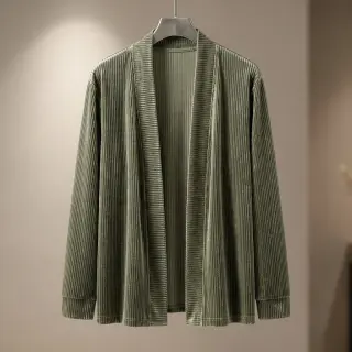 Cosy VELVET LUREX Stripe camo green