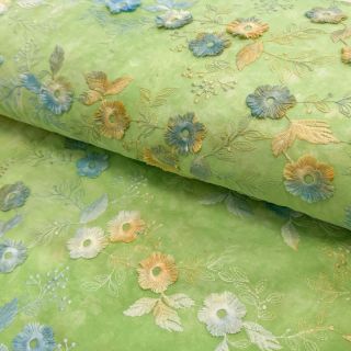 Cotton fabric TIE DYE EMBROIDERY Poppy design V