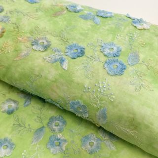 Cotton fabric TIE DYE EMBROIDERY Poppy design V