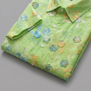 Cotton fabric TIE DYE EMBROIDERY Poppy design V