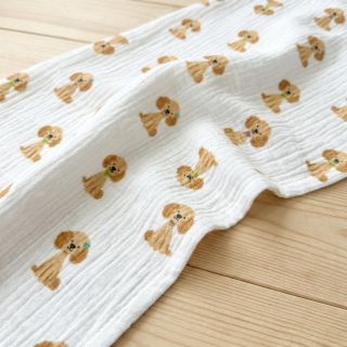 Double gauze/muslin Dogs white digital print