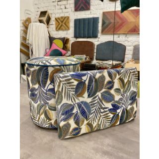 Decoration fabric jacquard Cacao allover bleu