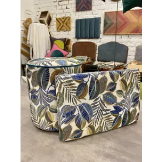 Decoration fabric jacquard Cacao allover bleu
