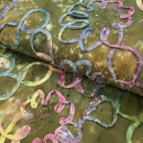 Cotton fabric TIE DYE EMBROIDERY Elise tape design A