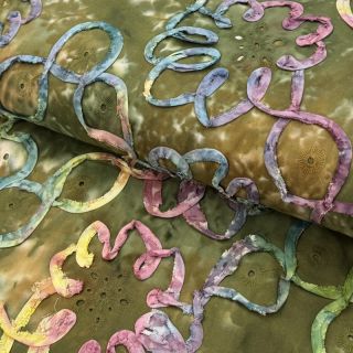 Cotton fabric TIE DYE EMBROIDERY Elise tape design A