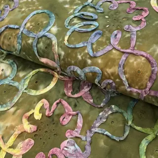 Cotton fabric TIE DYE EMBROIDERY Elise tape design A