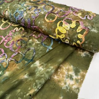 Cotton fabric TIE DYE EMBROIDERY Elise tape design A