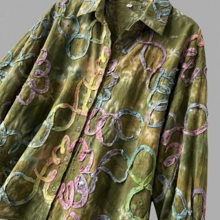 Cotton fabric TIE DYE EMBROIDERY Elise tape design A