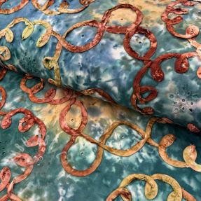 Cotton fabric TIE DYE EMBROIDERY Elise tape design C