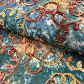 Cotton fabric TIE DYE EMBROIDERY Elise tape design C