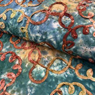 Cotton fabric TIE DYE EMBROIDERY Elise tape design C