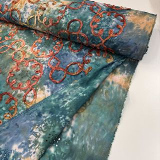 Cotton fabric TIE DYE EMBROIDERY Elise tape design C