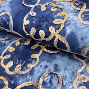 Cotton fabric TIE DYE EMBROIDERY Elise tape design D