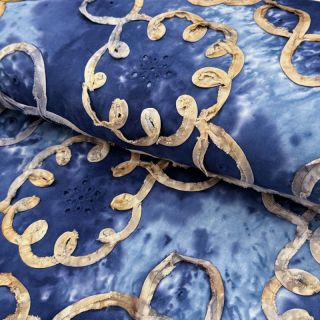 Cotton fabric TIE DYE EMBROIDERY Elise tape design D