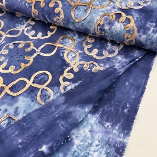 Cotton fabric TIE DYE EMBROIDERY Elise tape design D