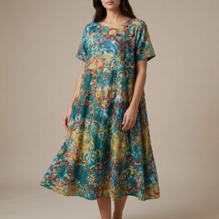 Cotton fabric TIE DYE EMBROIDERY Elise tape design C