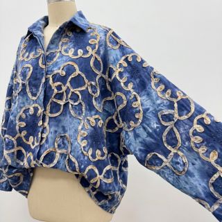 Cotton fabric TIE DYE EMBROIDERY Elise tape design D