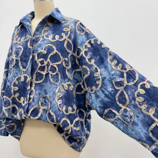 Cotton fabric TIE DYE EMBROIDERY Elise tape design D