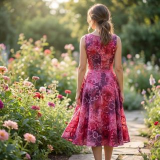 Cotton fabric TIE DYE EMBROIDERY Elise tape design E