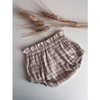 Double gauze/muslin Double sided CHECKS MINI sand