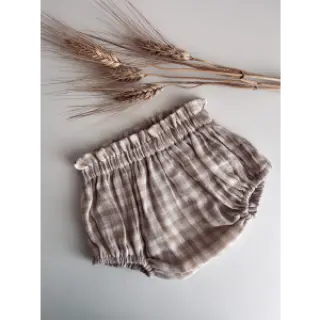 Double gauze/muslin Double sided CHECKS MINI sand