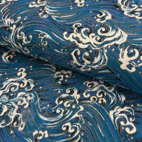 Decoration fabric jacquard Swell allover bleu