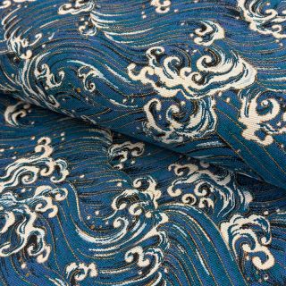 Decoration fabric jacquard Swell allover bleu