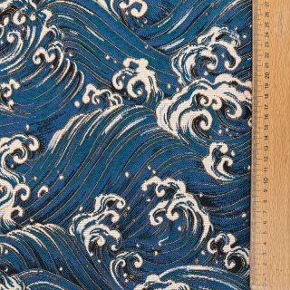 Decoration fabric jacquard Swell allover bleu