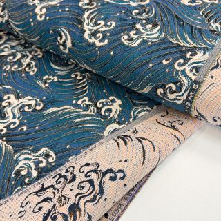 Decoration fabric jacquard Swell allover bleu